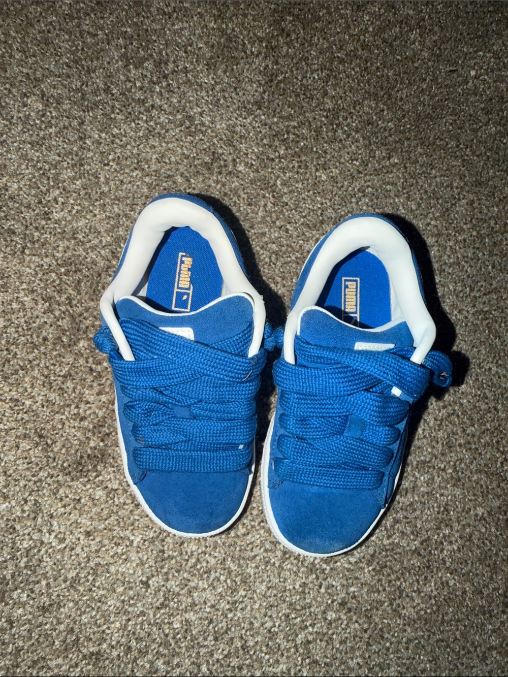Puma Kids Blue Suede Sneakers with White Trim